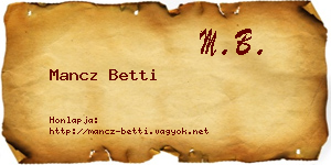 Mancz Betti névjegykártya